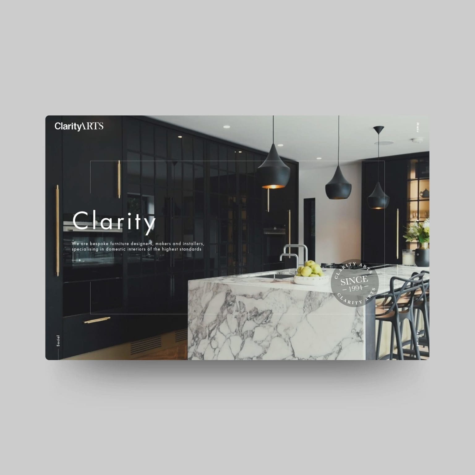 Clarity Arts web design home page