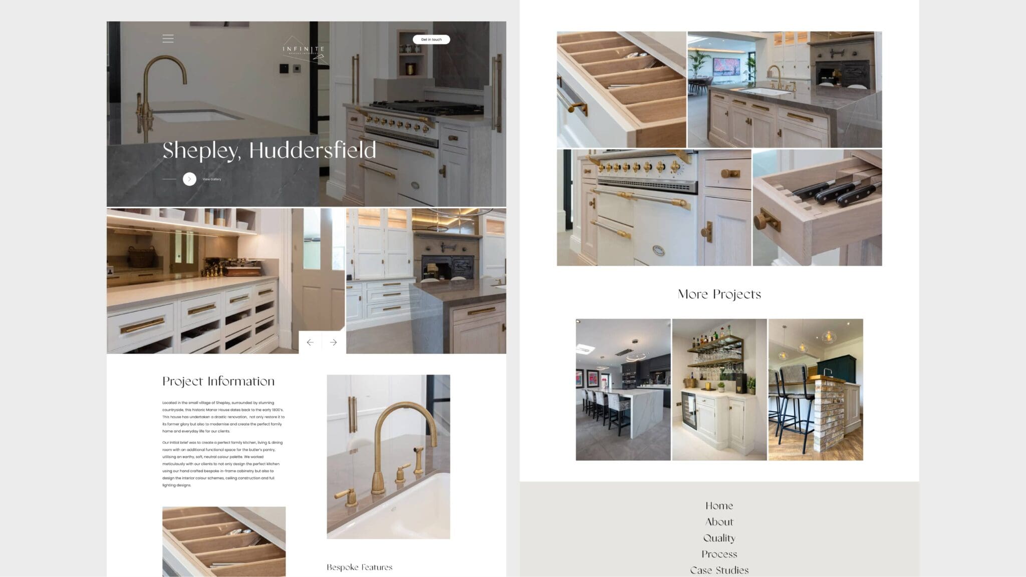 Infinite Bespoke Interiors wordpress website design by Bluestone98