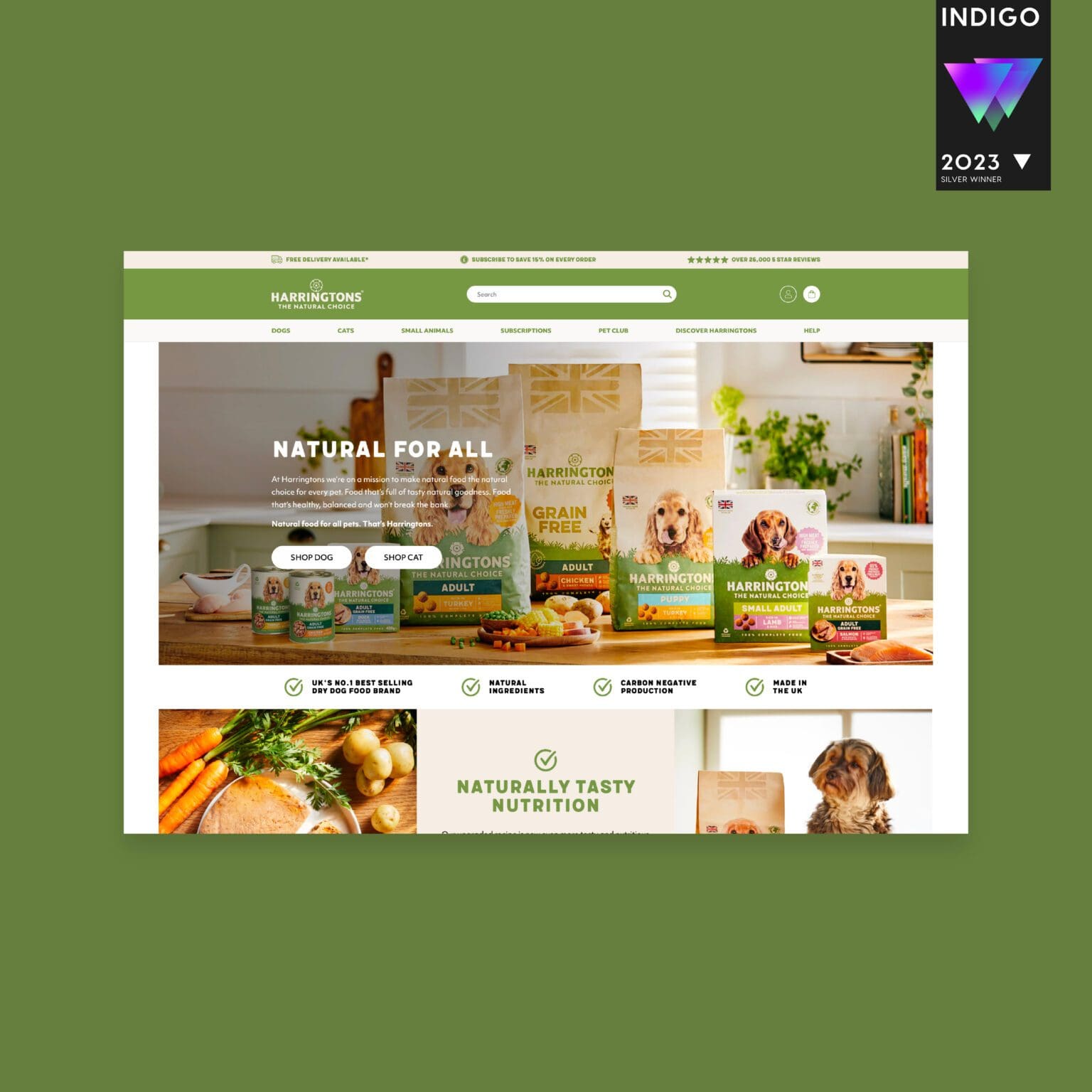 Bluestone98 Award-Winning Website design for Harringtons Pet Foods