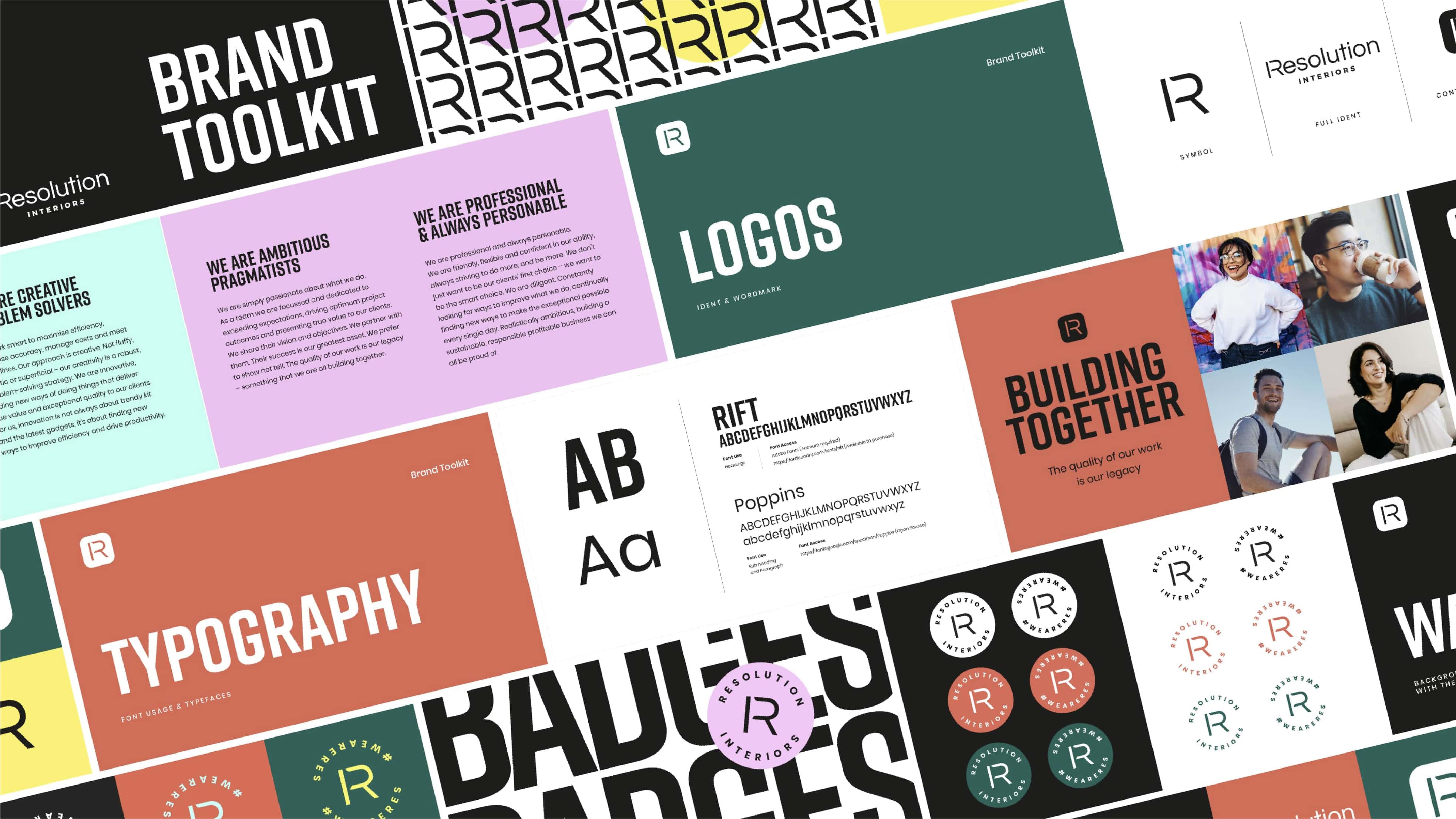 Resolution Interiors brand tool kit graphic