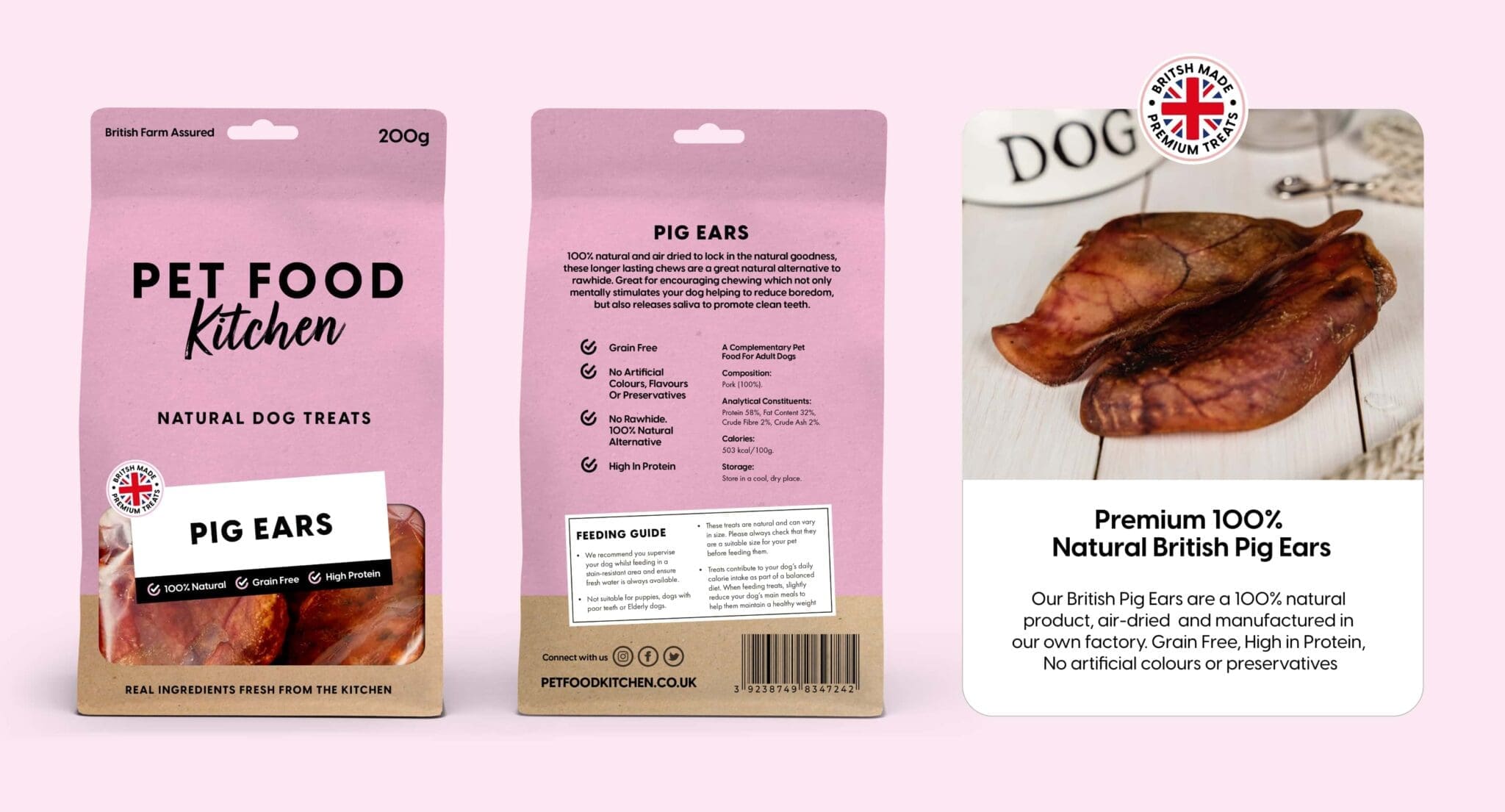 Pet Food Kitchen - natural dog treats pig ears photography banner for the new Pet Food Kitchen website